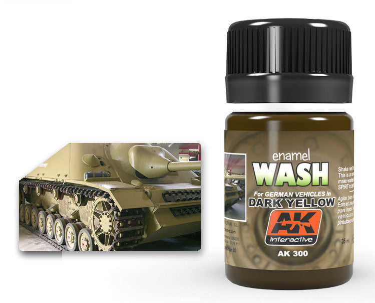 AK Interactive 300 Dark Yellow Wash Enamel Paint 35ml Bottle
