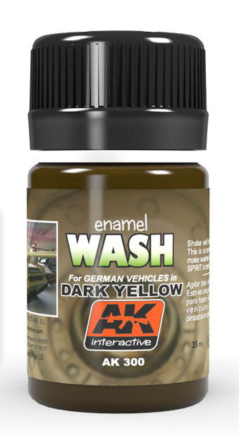 AK Interactive 300 Dark Yellow Wash Enamel Paint 35ml Bottle