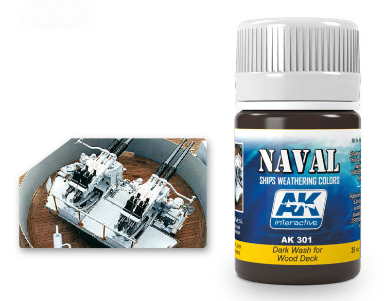 AK Interactive 301 Wood Deck Dark Wash Enamel Paint 35ml Bottle