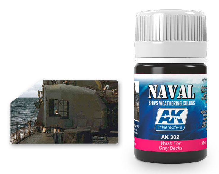 AK Interactive 302 Grey Deck Wash Enamel Paint 35ml Bottle