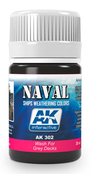 AK Interactive 302 Grey Deck Wash Enamel Paint 35ml Bottle