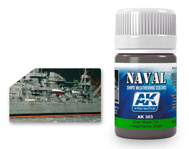 AK Interactive 303 Kriegsmarine Ships Grey Wash Enamel Paint 35ml Bottle