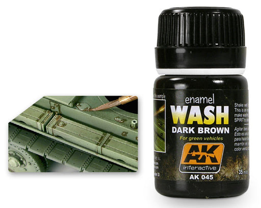AK Interactive 45 Dark Brown Wash Enamel Paint 35ml Bottle