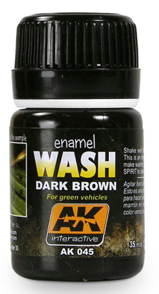 AK Interactive 45 Dark Brown Wash Enamel Paint 35ml Bottle