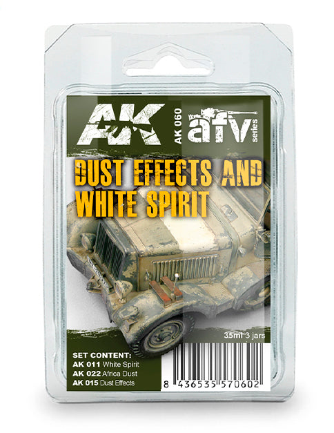 AK Interactive 60 Dust Effects & White Spirit Enamel Paint Set (11, 15, 22)