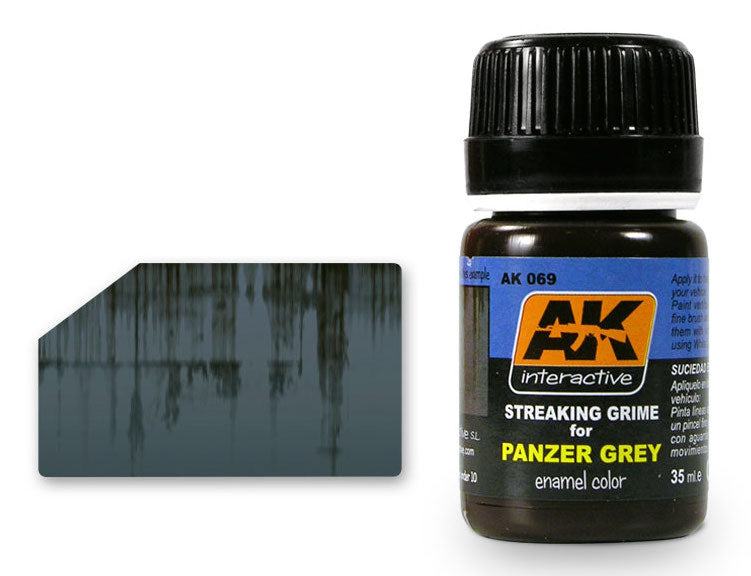 AK Interactive 69 Panzer Grey Streaking Grime Enamel Paint 35ml Bottle
