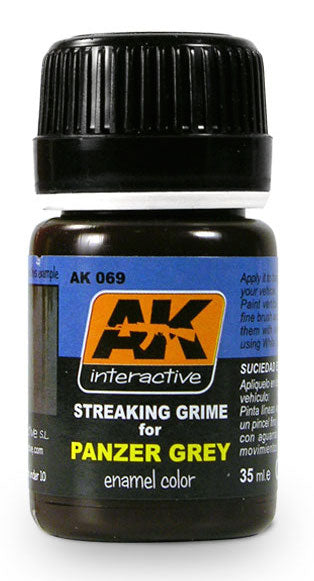 AK Interactive 69 Panzer Grey Streaking Grime Enamel Paint 35ml Bottle