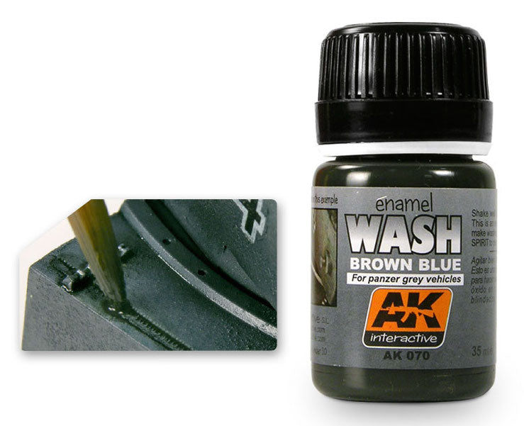AK Interactive 70 Brown Blue Wash Enamel Paint 35ml Bottle