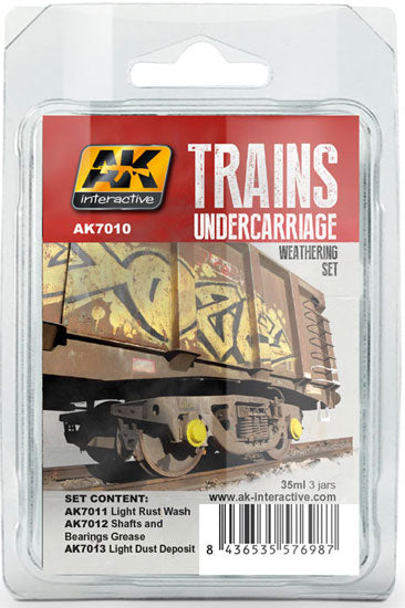 AK Interactive Trains: Undercarriage Weathering Enamel Paint Set (3 Colors) 35ml Bottles