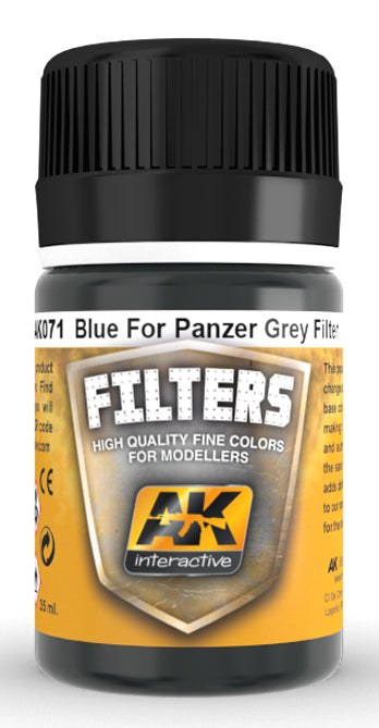 AK Interactive 71 Filter Blue for Panzer Grey Enamel Paint 35ml Bottle
