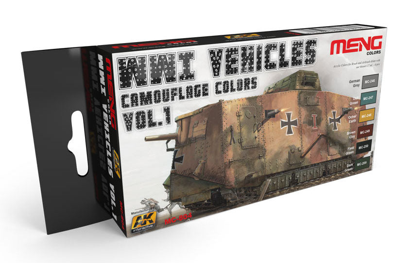 AK Interactive 804 WWI Vehicles Camouflage Colors Vol.1 Acrylic Paint Set (6 Colors) 17ml Bottles
