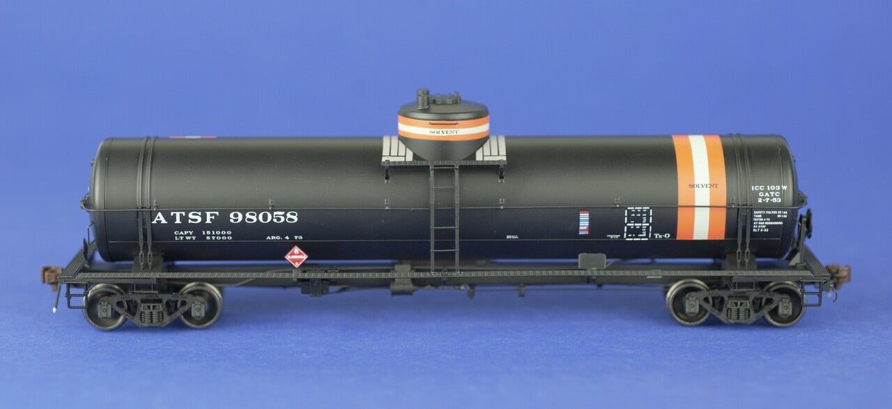 American Limited Models 1827 HO Scale GATC Welded Tank Car Santa Fe (White/Red Solvent) ATSF 98058
