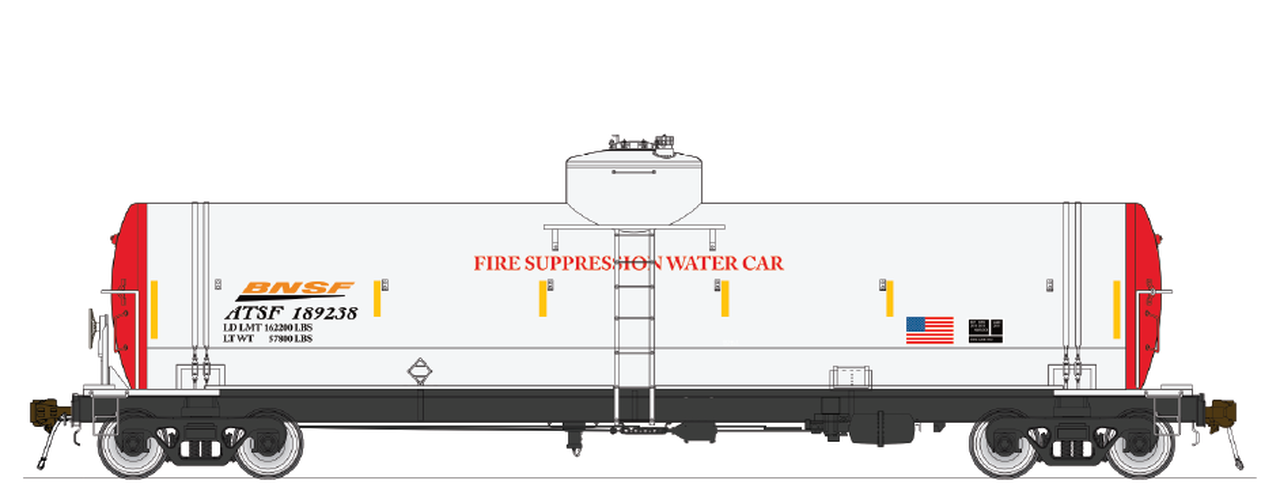 American Limited Models 1865 HO Scale GATC Welded Tank Car (Fire Suppression) BNSF ATSF 189238