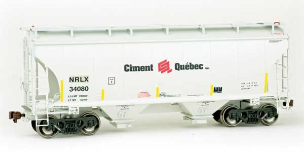 American Limited Models 2029 HO Scale Trinity 3281 2-Bay Covered Hopper Ex- Ciment Quebec NRLX 34080