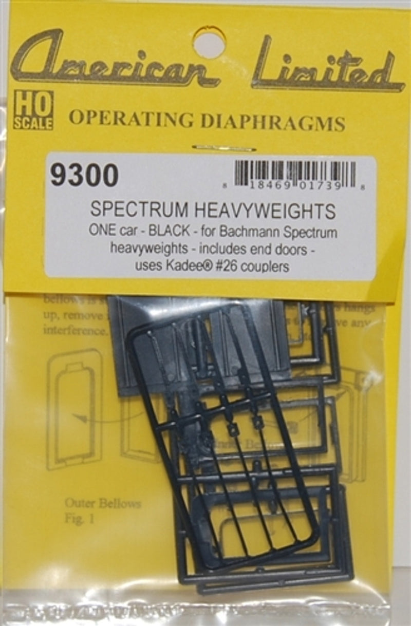 American Limited Models 9300 HO Scale Black Working Diaphragm Kits for Bachmann Heavyweights 1 Pair