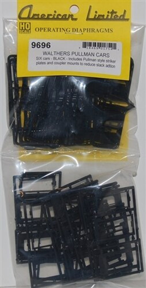 American Limited Models 9696 HO Scale Black Working Diaphragm Kits for Walthers Pullman Cars 6 Pack