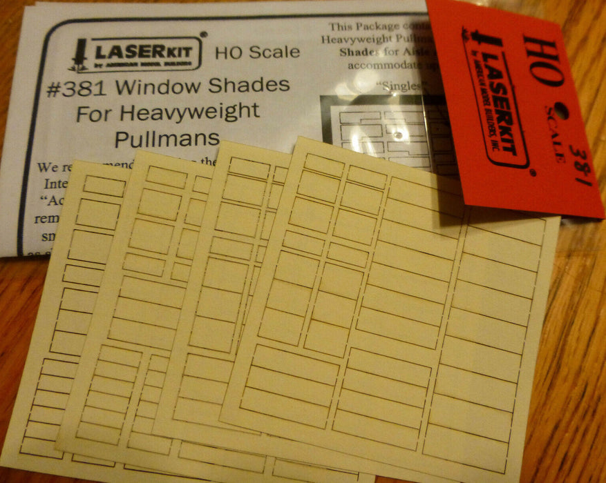 American Model Builders 381 HO Scale Buff Universal Window Shades for Walthers or Branchline
