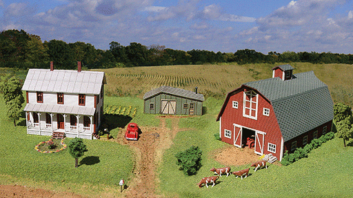 American Model Builders Laser KIT 614 N Scale Midwest Farm Combo