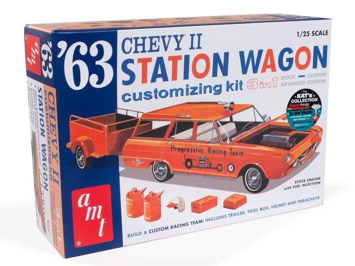 amt 1201 1/25 1963 Chevy II Station Wagon with Trailer Customizing 3-In-1 Kit