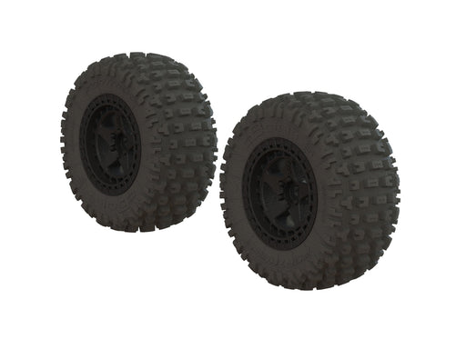 ARRMA AR550042 DBoots Fortress SC 2.2/3.0 Tires Mounted on Black 14mm Hex Wheels 2 Pack