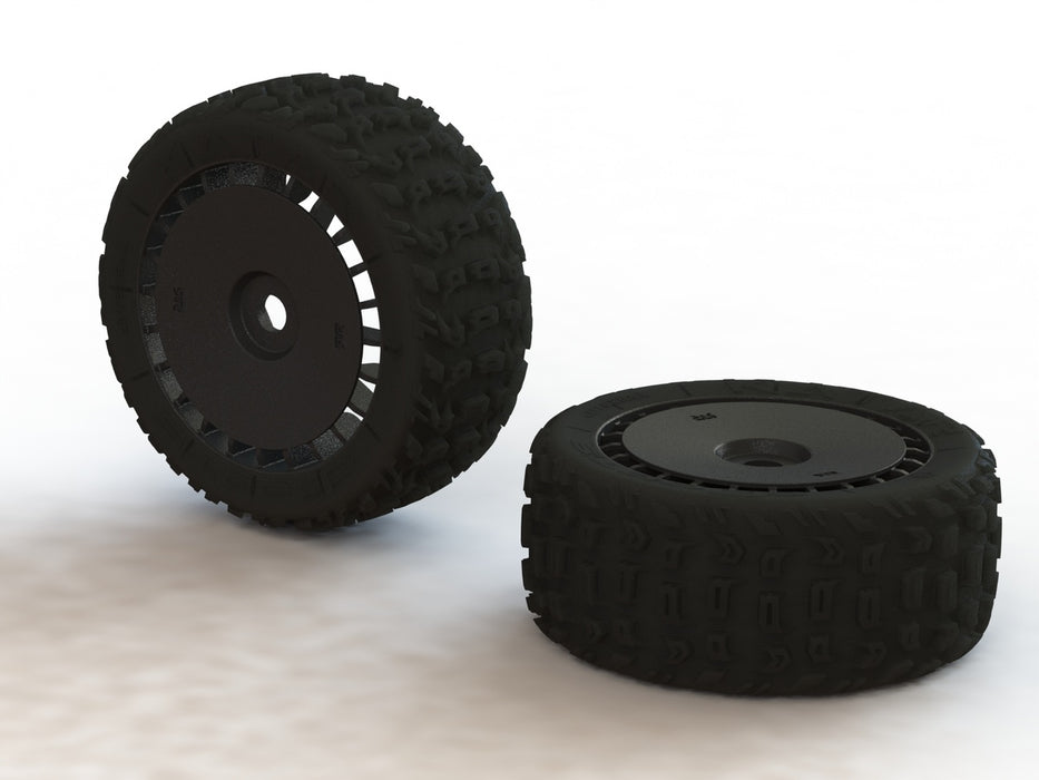 ARRMA AR550048 DBoots KATAR T 6s Monster Truck Tires Mounted on Black 4.13 17mm Hex Wheels 2 Pack