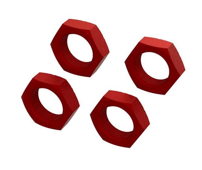 ARRMA ARA310929 24mm Red Aluminum Wheel Nuts 4 Pack