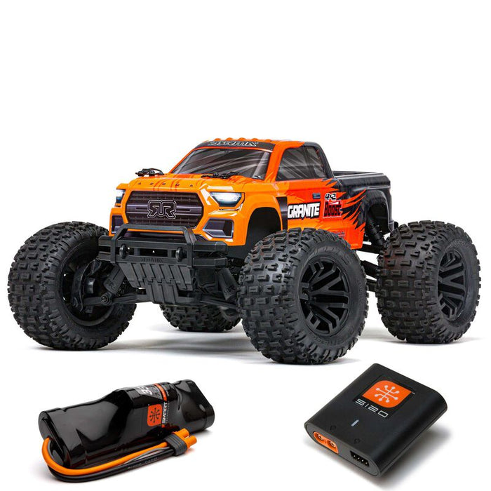 ARRMA ARA4102SV4T1 GRANITE BOOST 4X2 Mega 1/10 RTR 2WD Monster Truck Orange - Charger/Battery