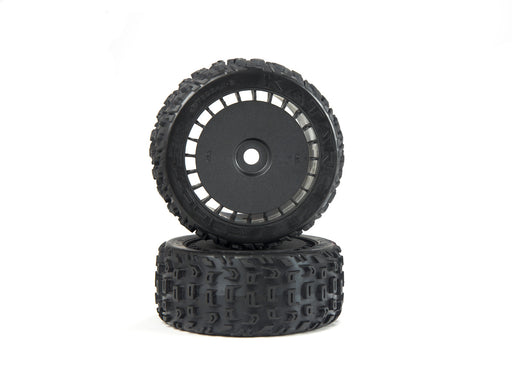ARRMA ARA550097 deBoots Katar Belted Tires Mounted on Black Wheels 1 Pair