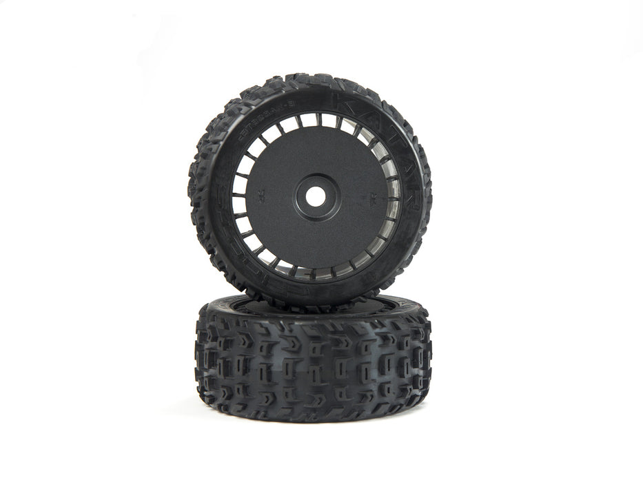 ARRMA ARA550097 deBoots Katar Belted Tires Mounted on Black Wheels 1 Pair
