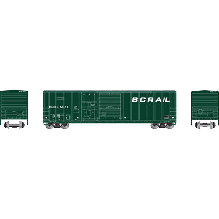 Athearn 87198 HO Scale RTR 50' FMC Combo Door Boxcar, British Columbia Railway BC Rail #5417