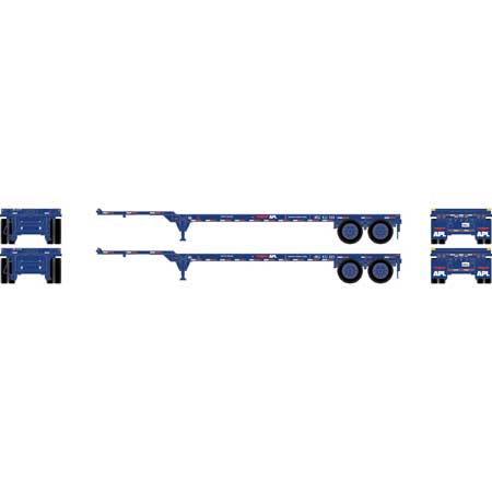 Athearn 14288 HO Scale 40' Container Chassis American Presidential Lines APLZ 2 Pack