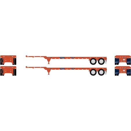 Athearn 14298 HO Scale 40' Container Chassis Genstar GCEX 2 Pack