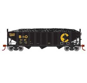 Athearn 15153 HO Scale 40' 3 Bay Ribbed Hopper with Load Chessie System B&O 10189
