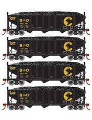 Athearn 15154 HO Scale 40' 3 Bay Ribbed Hopper with Load Chessie System B&O 4 Pack #1