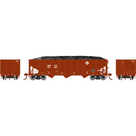 Athearn 15156 HO Scale 40' 3 Bay Ribbed Hopper with Load BNSF 4 Pack 618002