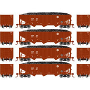 Athearn 15157 HO Scale 40' 3 Bay Ribbed Hopper with Load BNSF 4 Pack #1