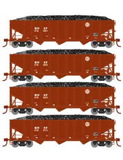 Athearn 15158 HO Scale 40' 3 Bay Ribbed Hopper with Load BNSF 4 Pack #2