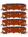 Athearn 15158 HO Scale 40' 3 Bay Ribbed Hopper with Load BNSF 4 Pack #2