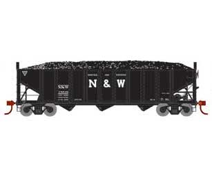 Athearn 15162 HO Scale 40' 3 Bay Ribbed Hopper with Load Norfolk & Western N&W 28810