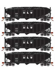 Athearn 15163 HO Scale 40' 3 Bay Ribbed Hopper with Load Norfolk & Western N&W 4 Pack #1