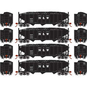 Athearn 15163 HO Scale 40' 3 Bay Ribbed Hopper with Load Norfolk & Western N&W 4 Pack #1