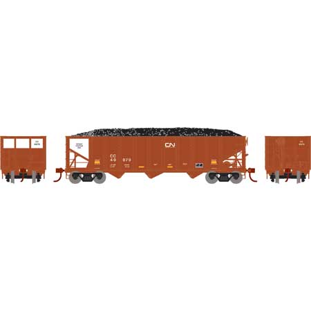 Athearn 15165 HO Scale 40' 3 Bay Ribbed Hopper with Load Canadian National CC 40079