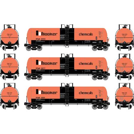 Athearn 15918 HO Scale RTC 20,900 Gallon Acid Tank Car RTMX 3 Pack