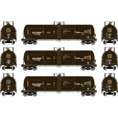 Athearn 15922 HO Scale RTC 20,900 Gallon Acid Tank Car Black UTLX 3 Pack