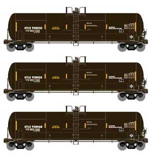 Athearn 15922 HO Scale RTC 20,900 Gallon Acid Tank Car Black UTLX 3 Pack