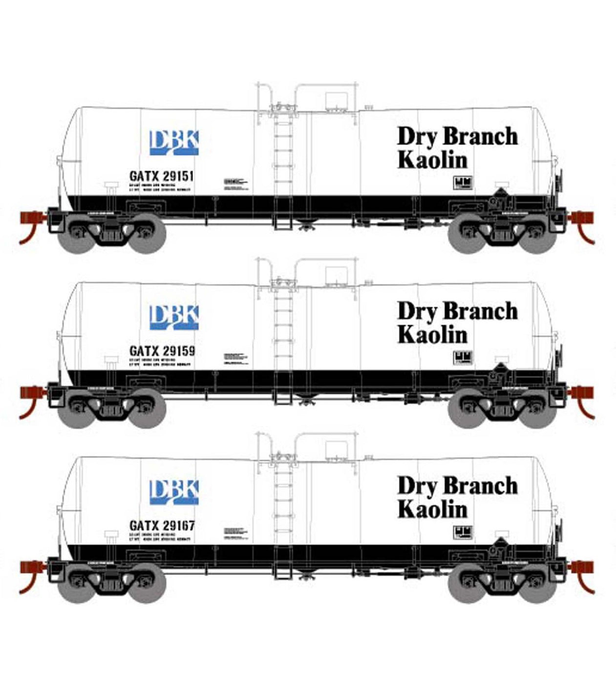 Athearn 16353 HO Scale 16k Clay Slurry Tank Car Dry Branch Kaolin GATX ...