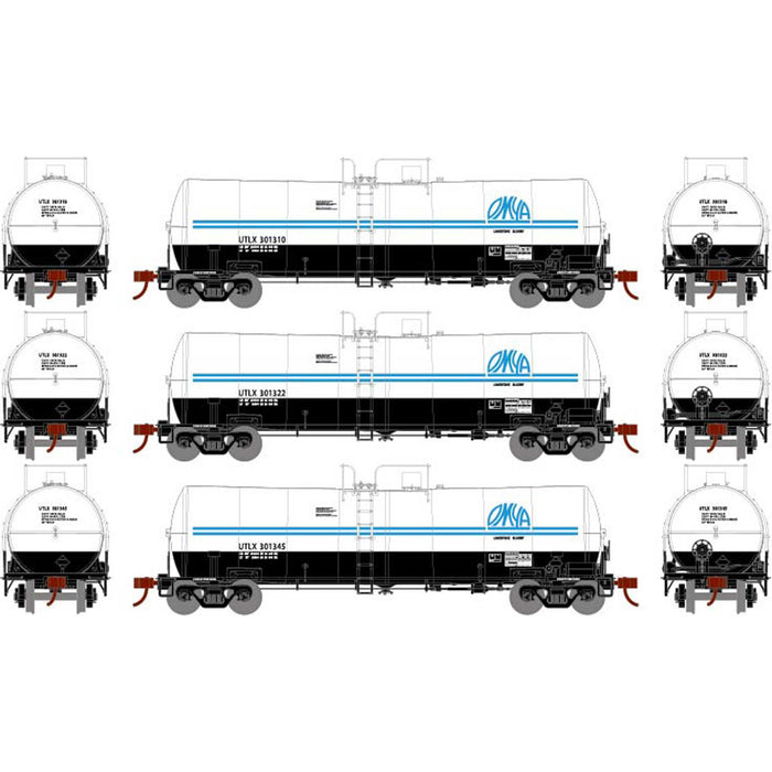 Athearn 16361 HO Scale 16k Clay Slurry Tank Car OMYA UTLX 3 Pack #1