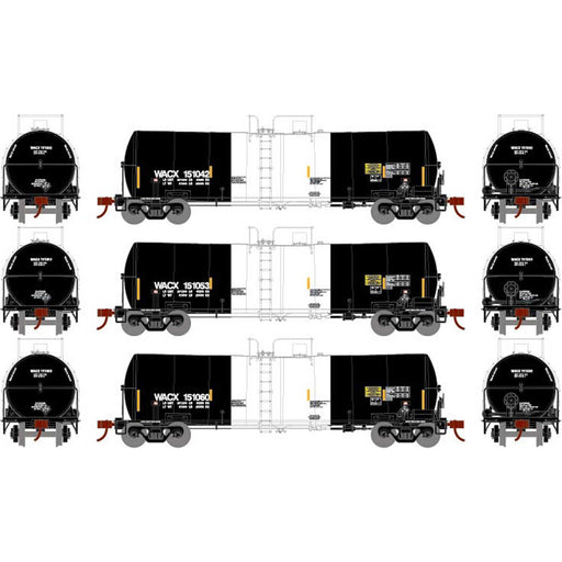Athearn 16365 HO Scale 16k Clay Slurry Tank Car PCS WACX 3 Pack #1