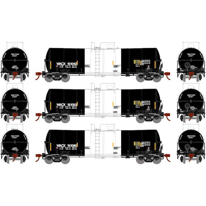 Athearn 16365 HO Scale 16k Clay Slurry Tank Car PCS WACX 3 Pack #1