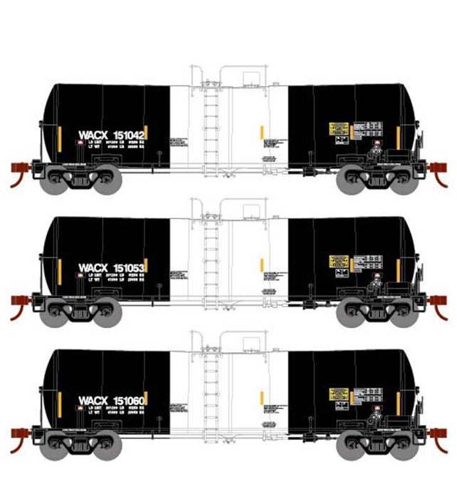 Athearn 16365 HO Scale 16k Clay Slurry Tank Car PCS WACX 3 Pack #1